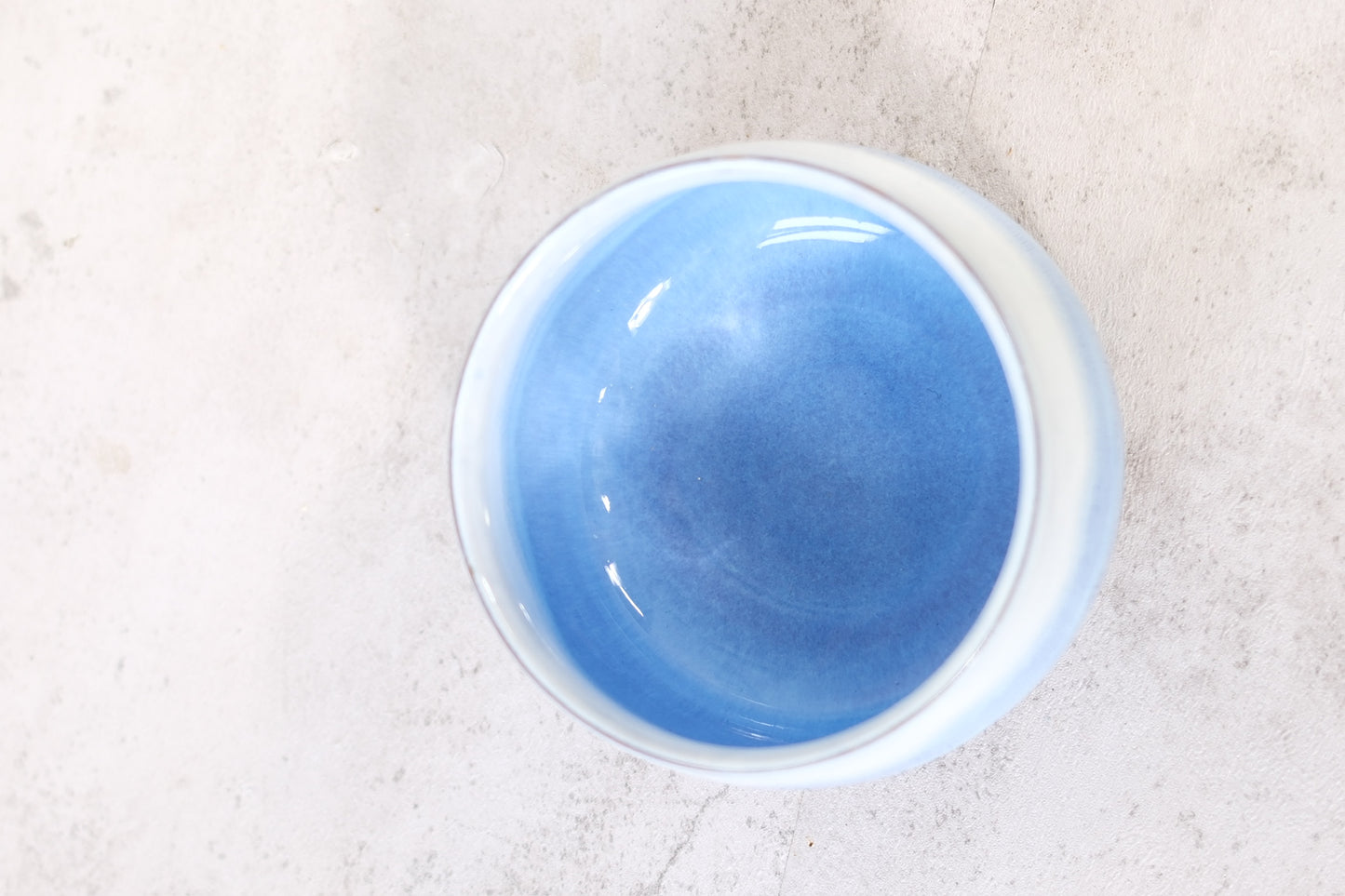 Japanese ceramic bowl with blue gradient glaze