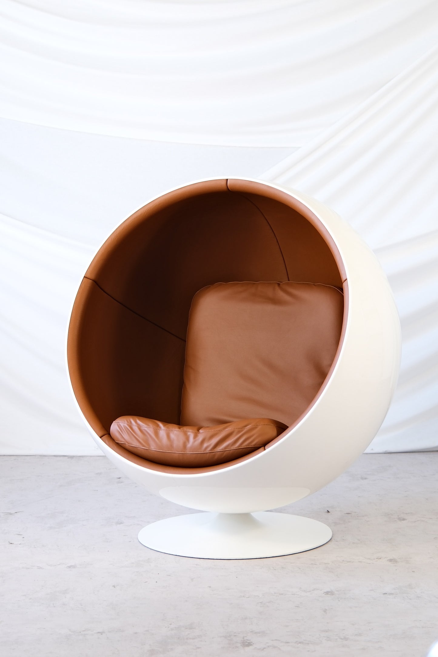 Eero Aarnio Ball Chair with Brown Leather Upholstery