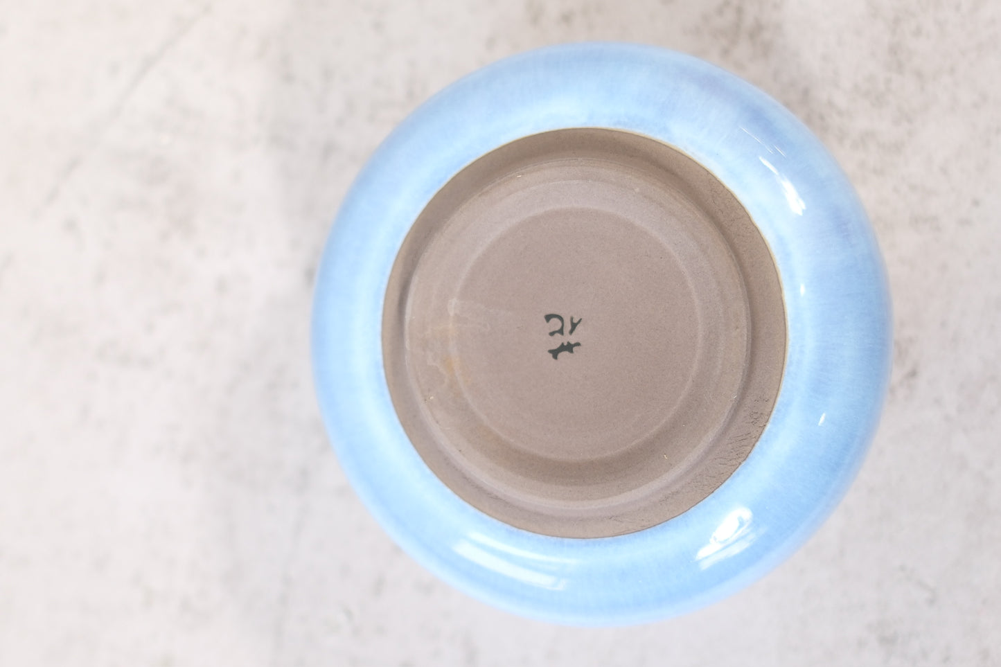 Japanese ceramic bowl with blue gradient glaze