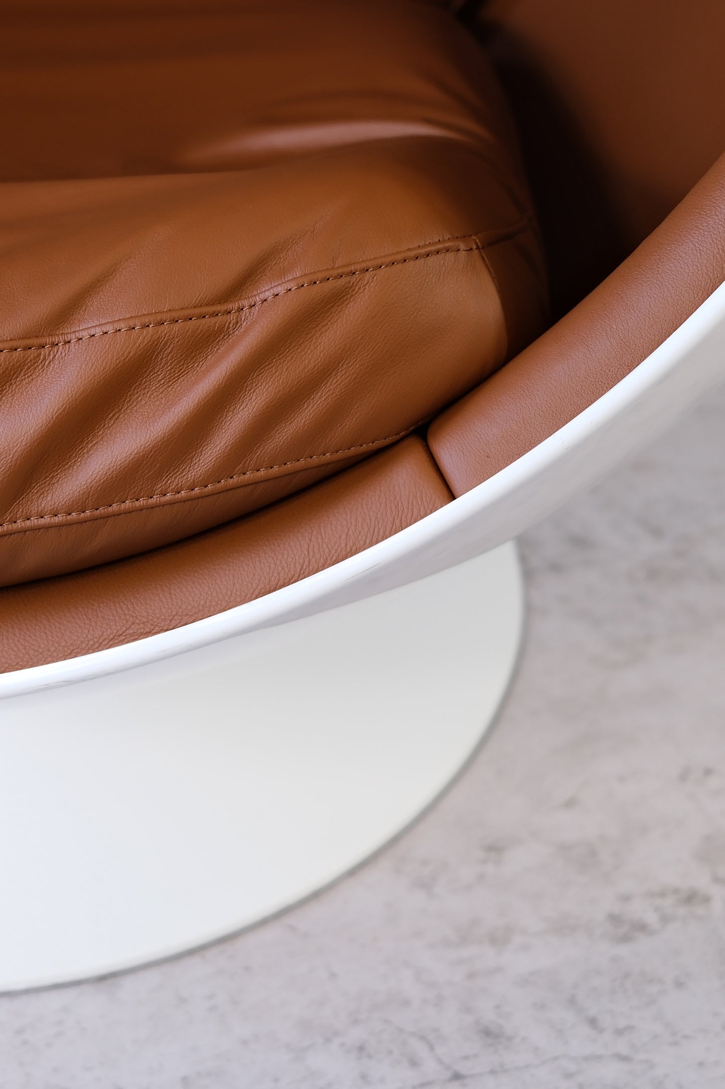 Eero Aarnio Ball Chair with Brown Leather Upholstery