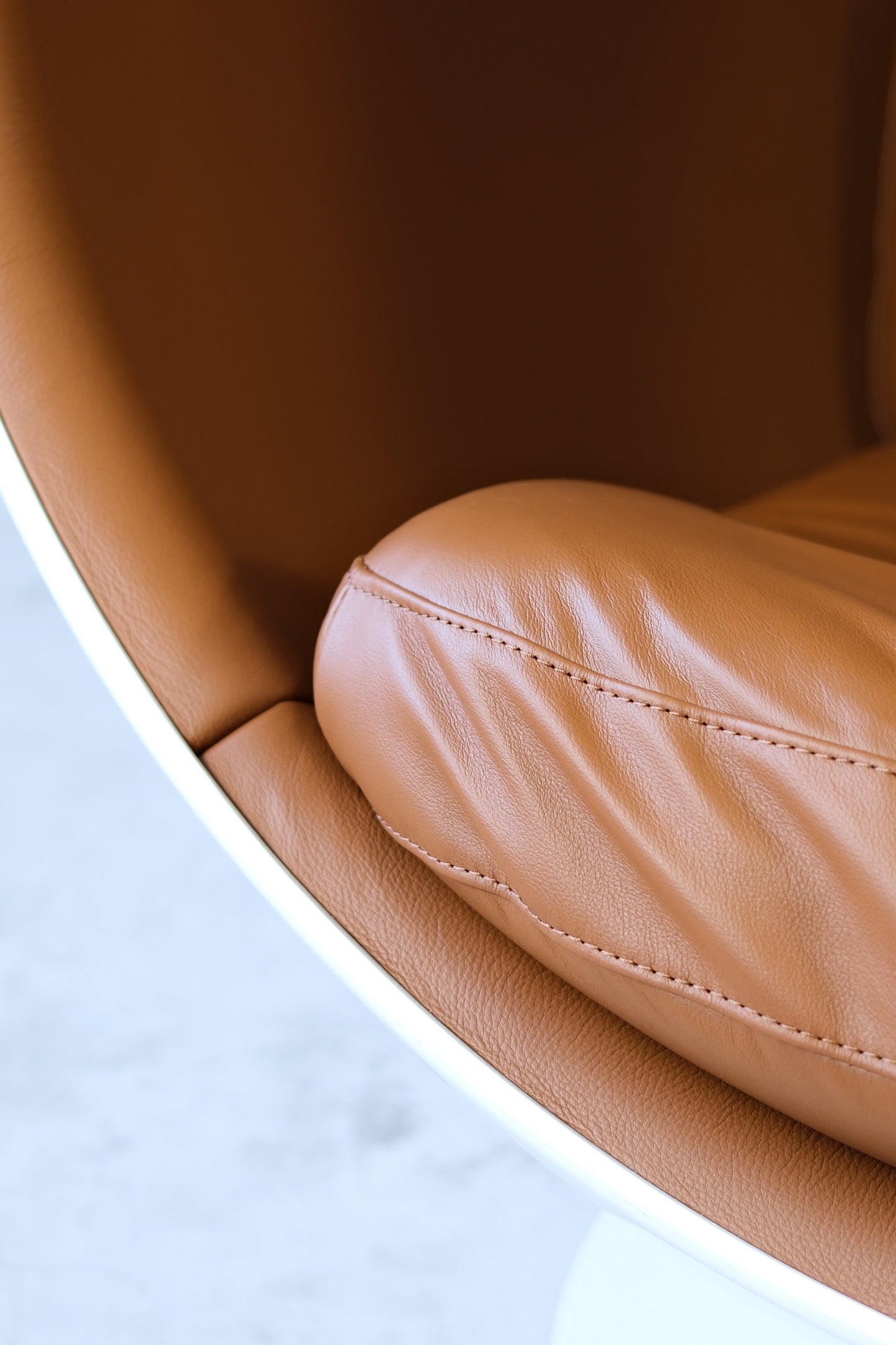 Eero Aarnio Ball Chair with Brown Leather Upholstery