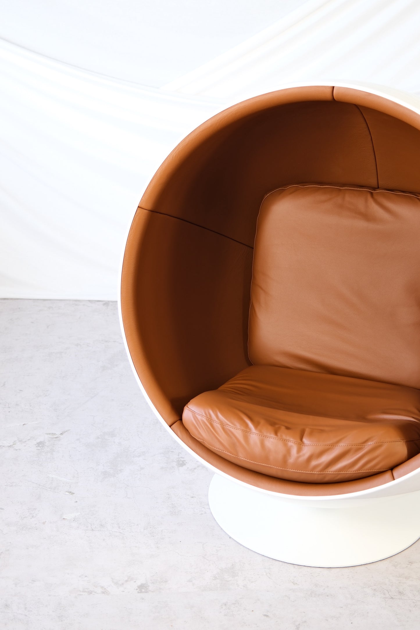 Eero Aarnio Ball Chair with Brown Leather Upholstery