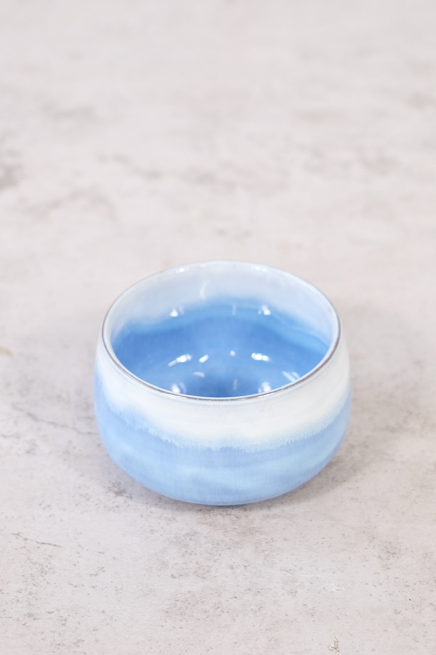 Japanese ceramic bowl with blue gradient glaze