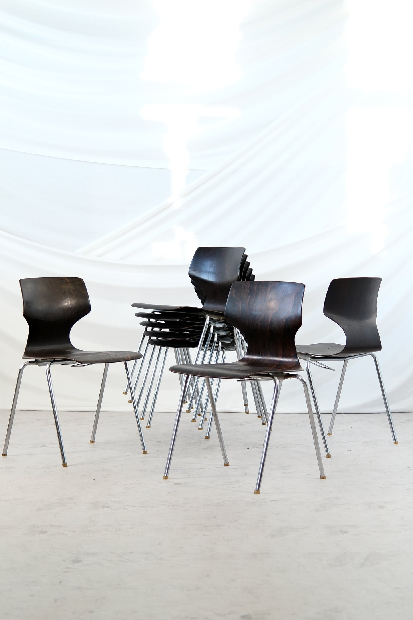 Flötotto Pagholz 1970s Vintage Chrome and Wood Chairs