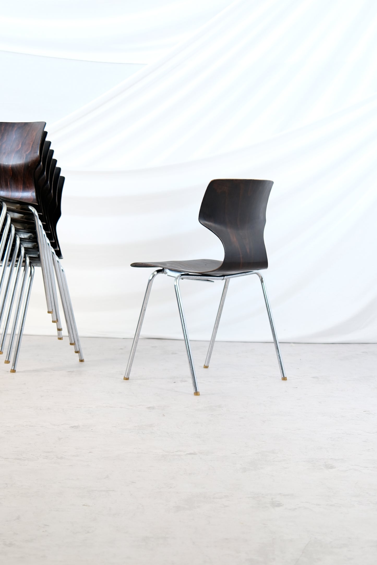 Flötotto Pagholz 1970s Vintage Chrome and Wood Chairs