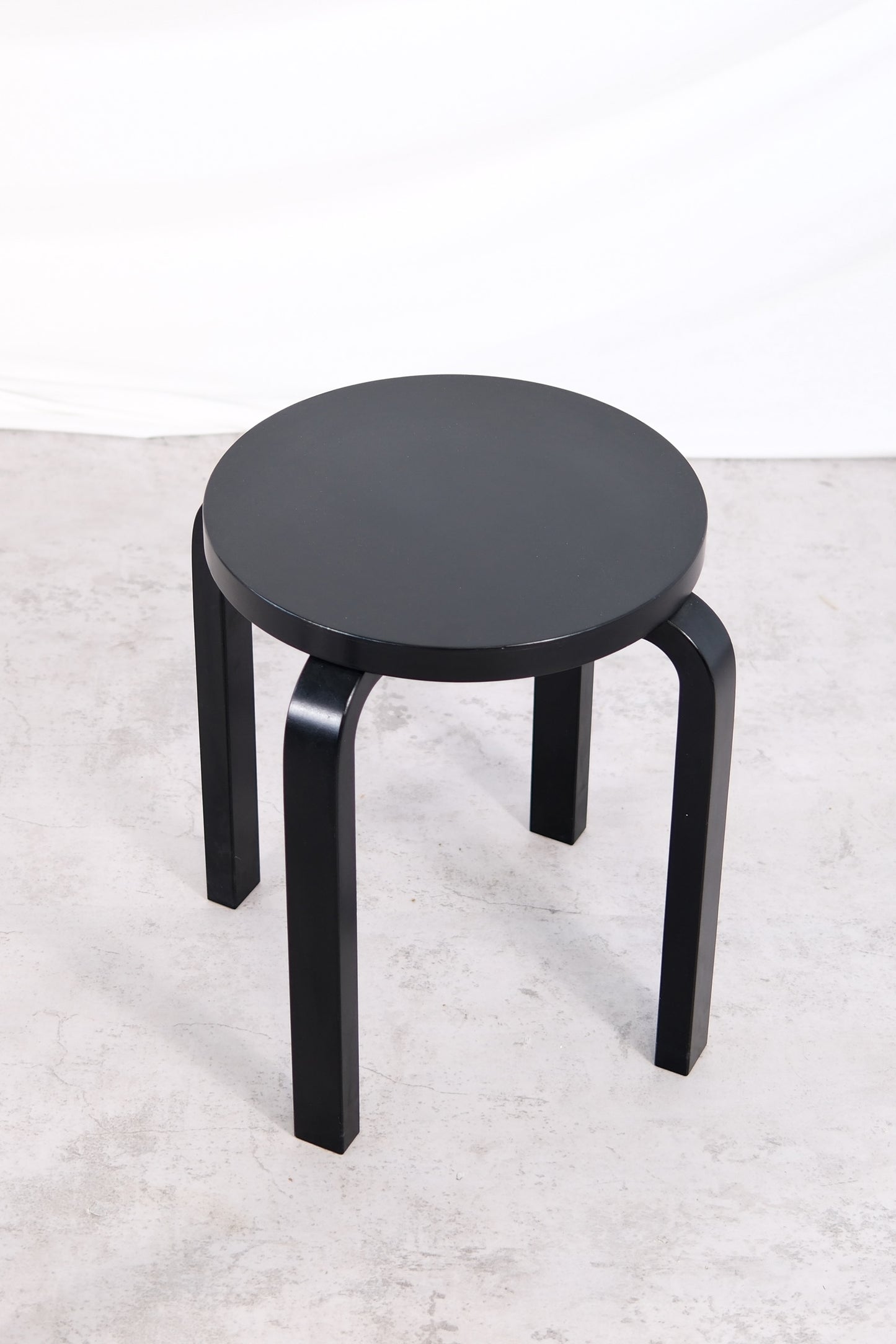 Artek E60 Stools, Black with Zebra Cushions
