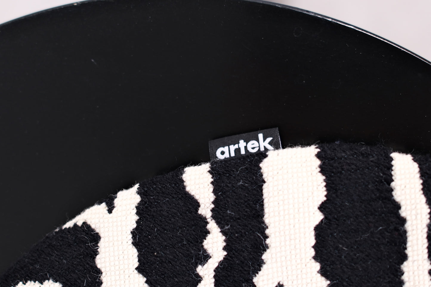 Artek E60 Stools, Black with Zebra Cushions