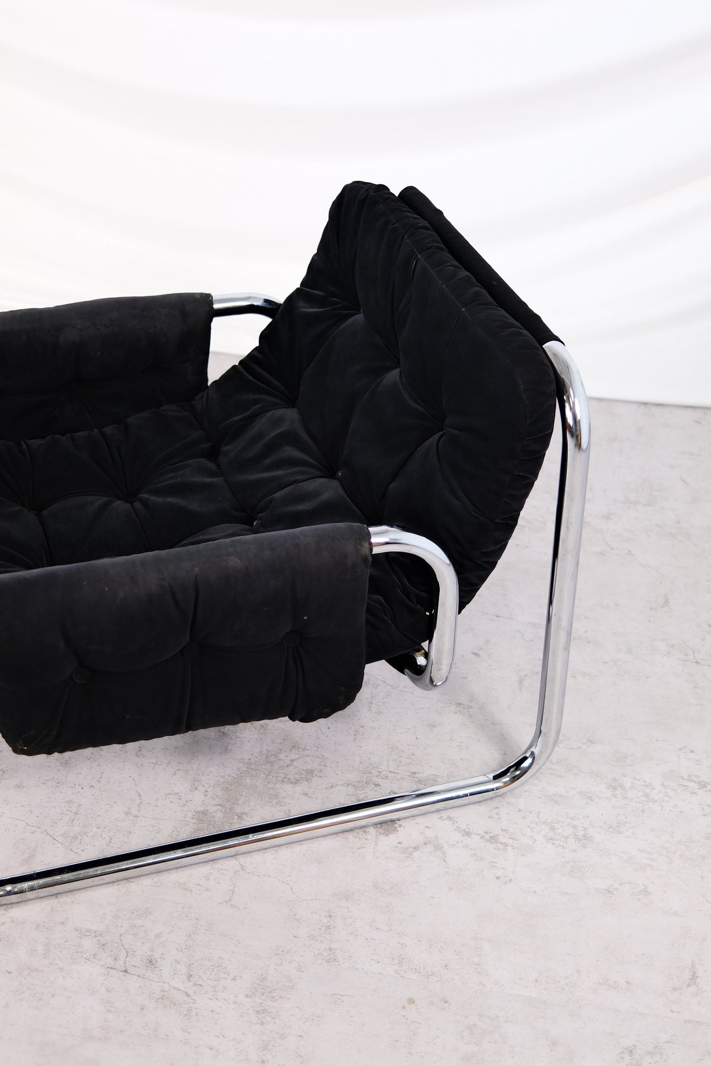 IKEA Borkum Armchair, Black Velvet, Johan Bertil Häggström, 1970s