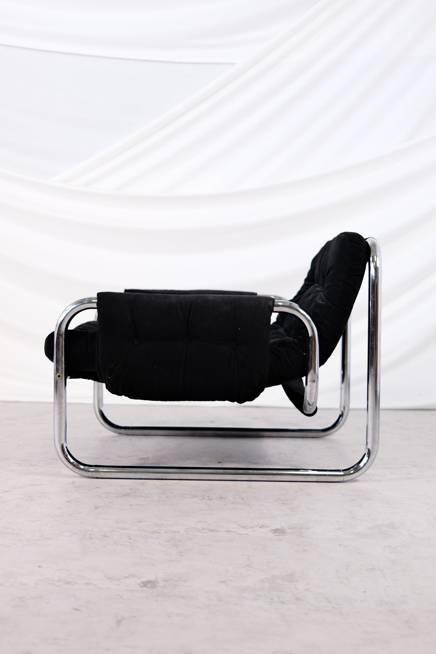 IKEA Borkum Armchair, Black Velvet, Johan Bertil Häggström, 1970s