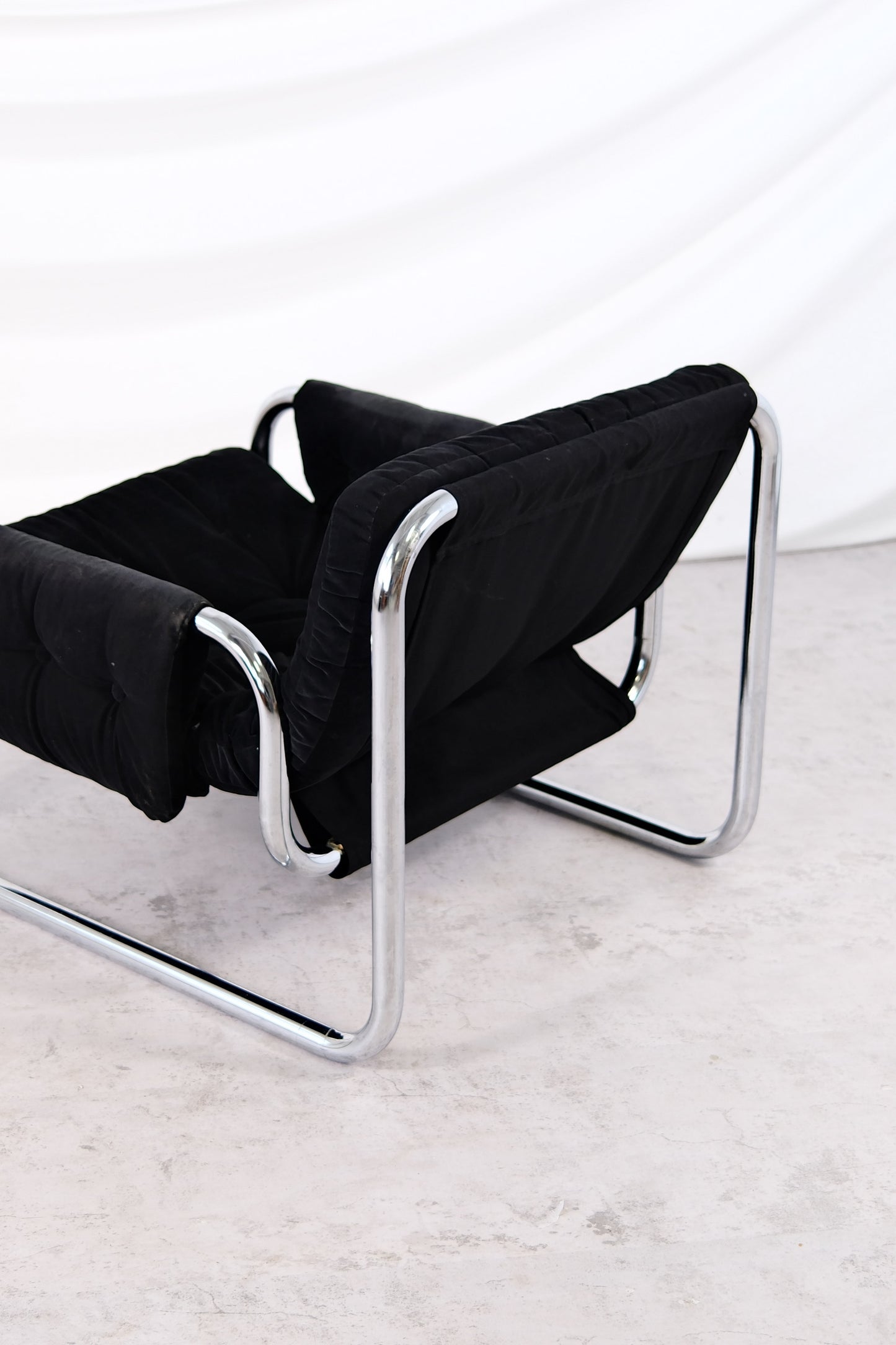 IKEA Borkum Armchair, Black Velvet, Johan Bertil Häggström, 1970s