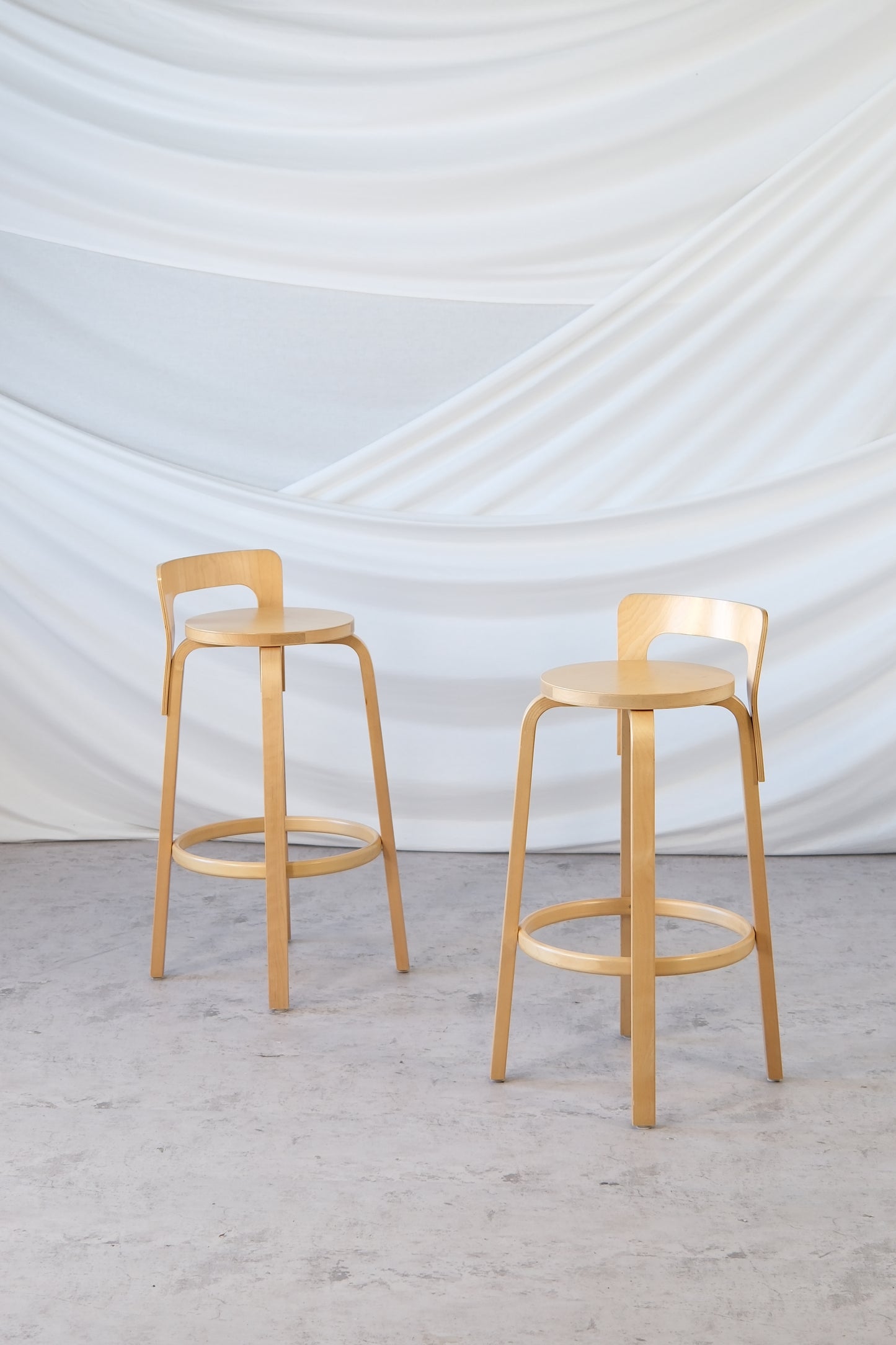 Artek 64 Bar Stools with Backrest by Alvar Aalto, 2006