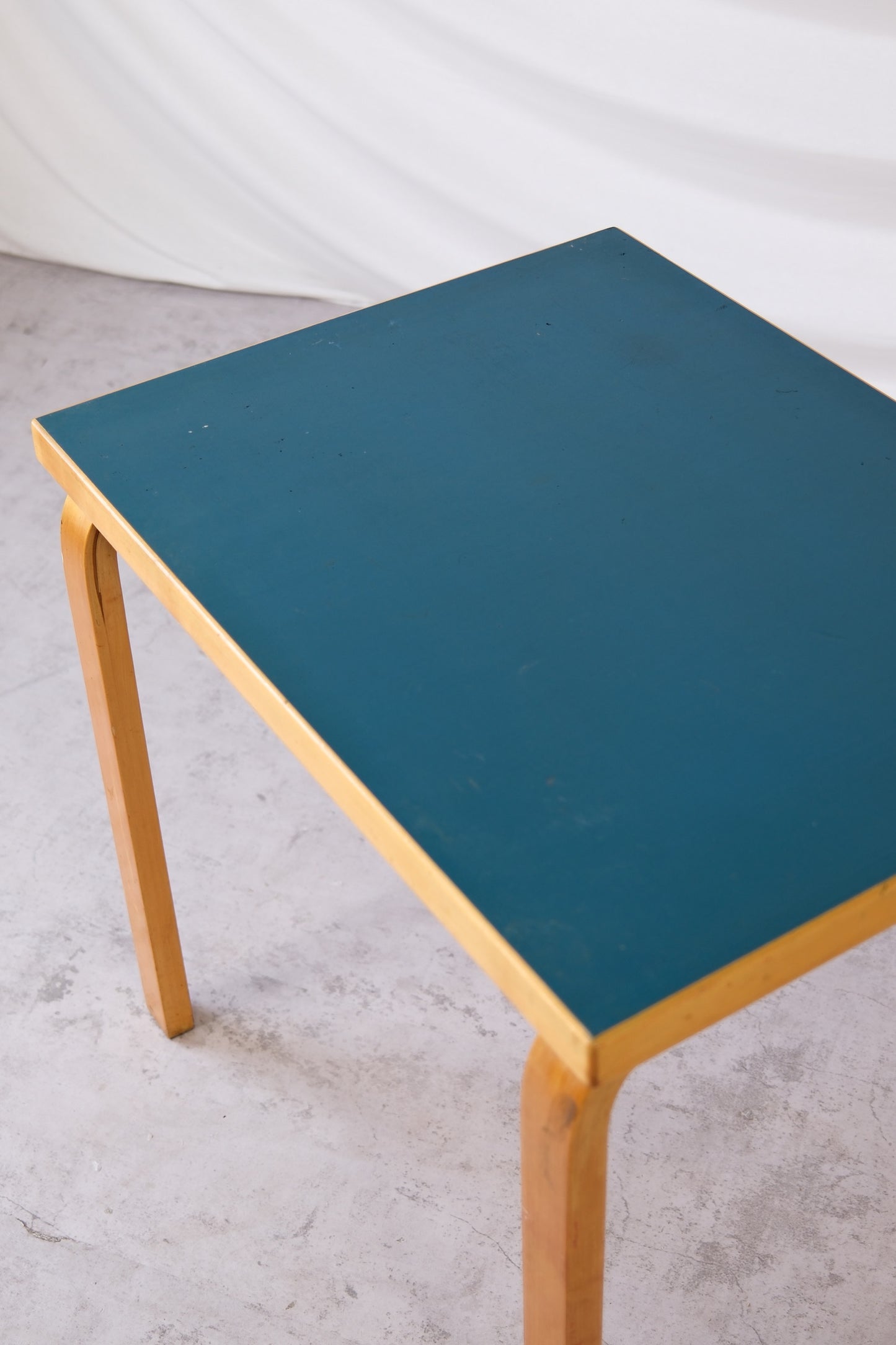 Alvar Aalto Table with Blue Linoleum Top, 1950s