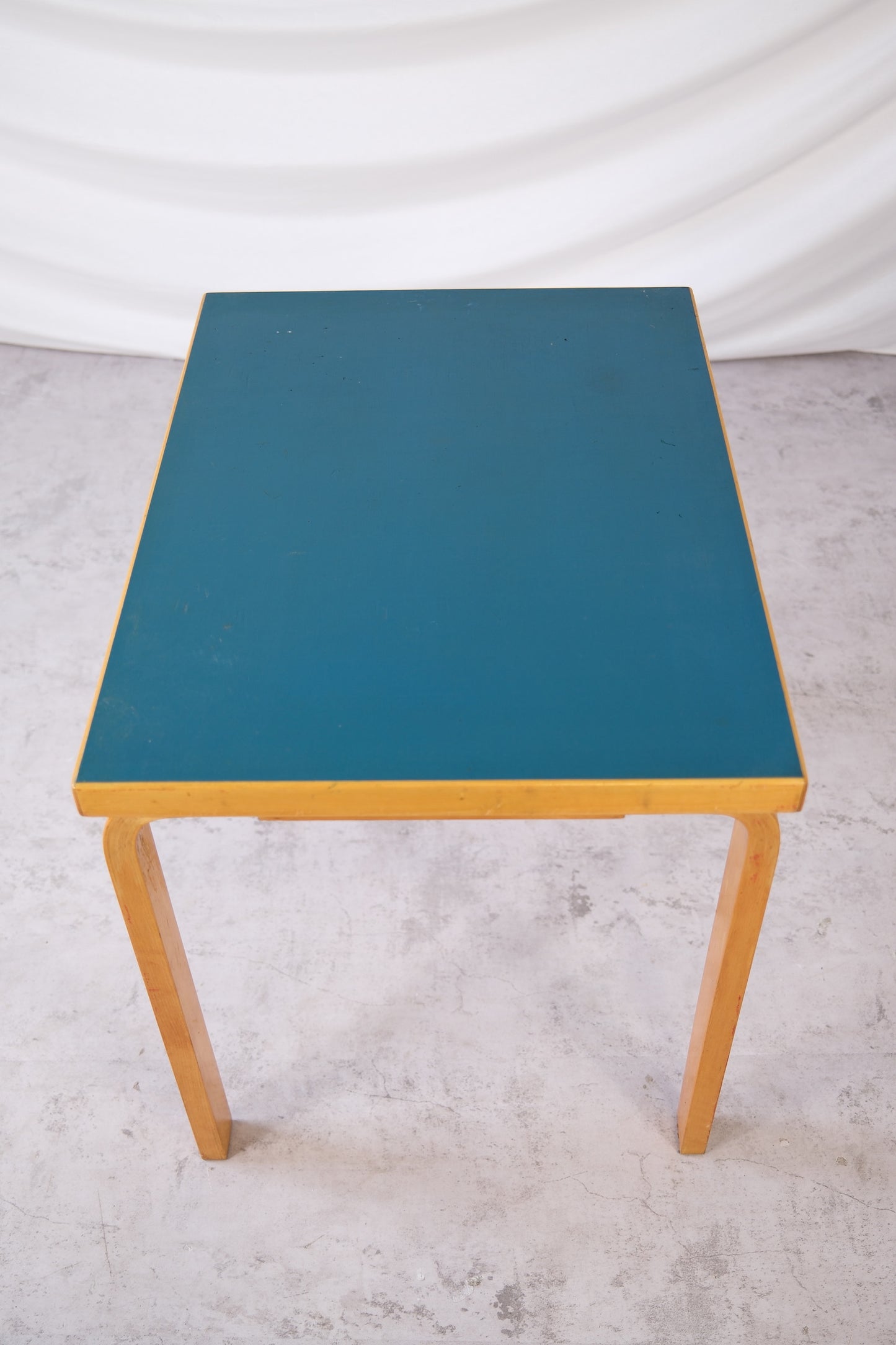 Alvar Aalto Table with Blue Linoleum Top, 1950s