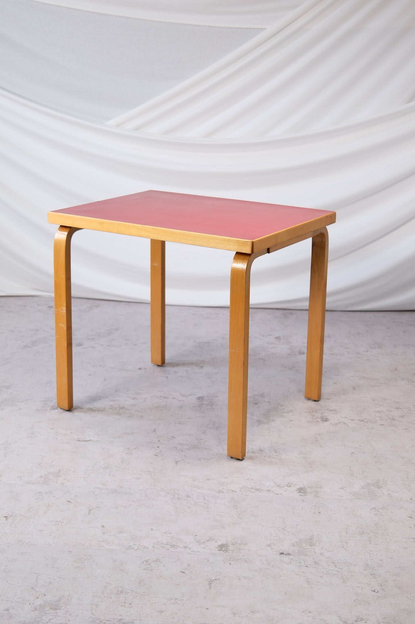 Alvar Aalto Table with Red Linoleum Top, 1950s