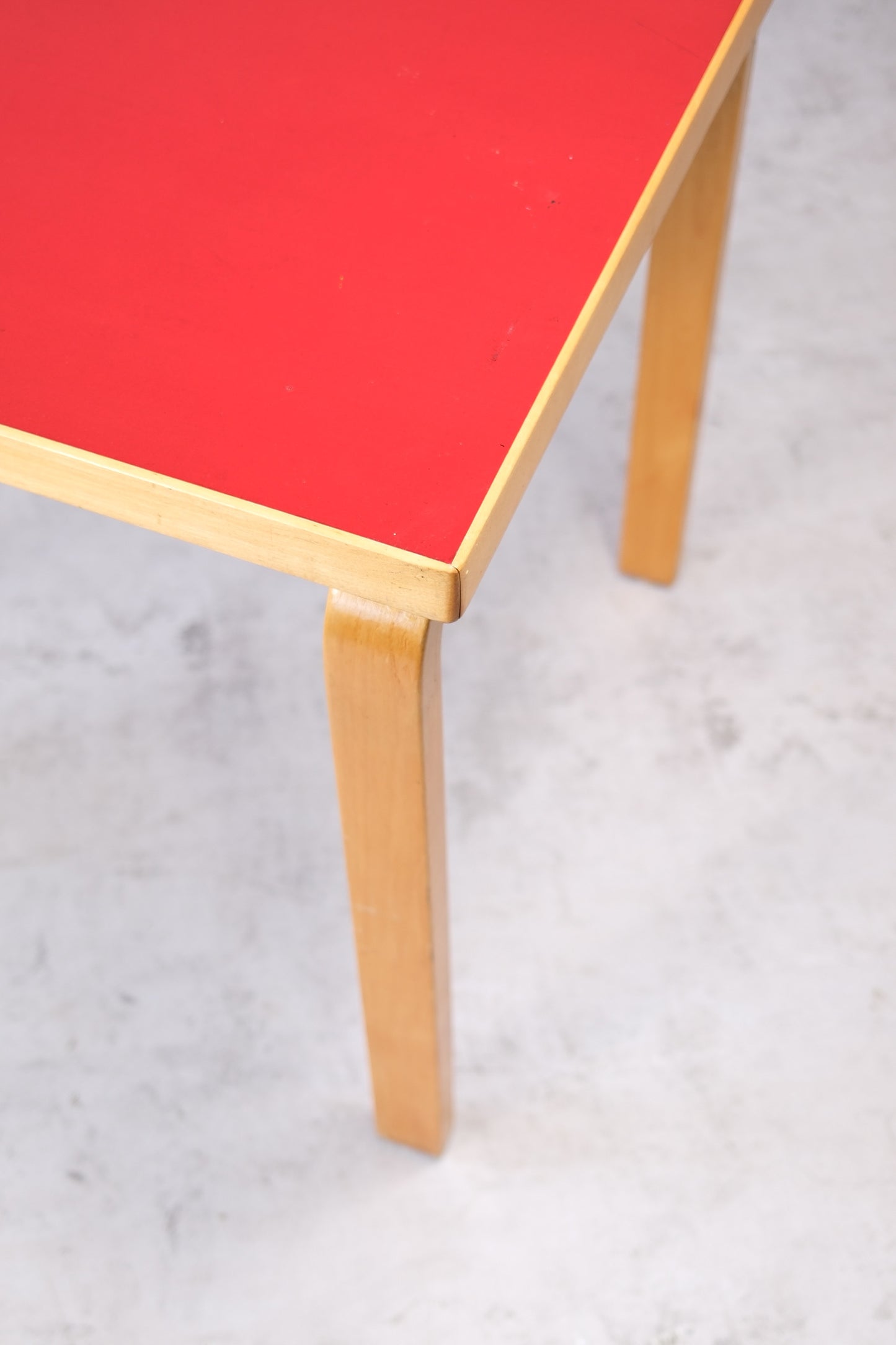 Alvar Aalto Table with Red Linoleum Top, 1950s