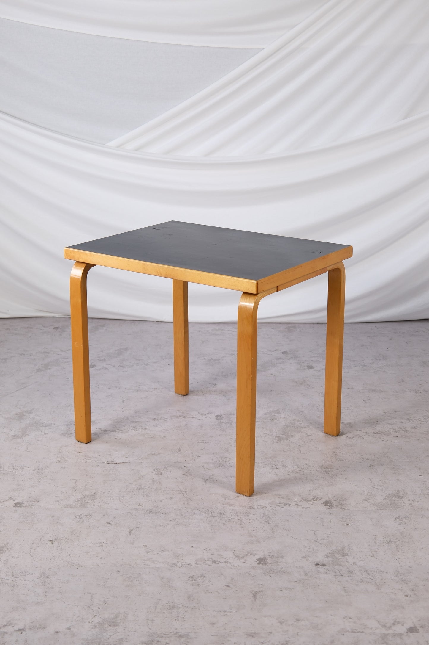 Alvar Aalto Table with Black Linoleum Top, 1950s