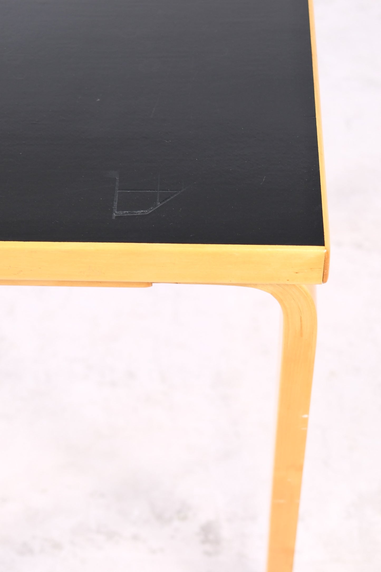 Alvar Aalto Table with Black Linoleum Top, 1950s