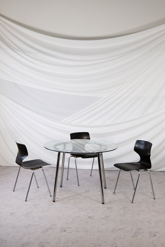 1970s Vintage Chrome and Wood Chairs