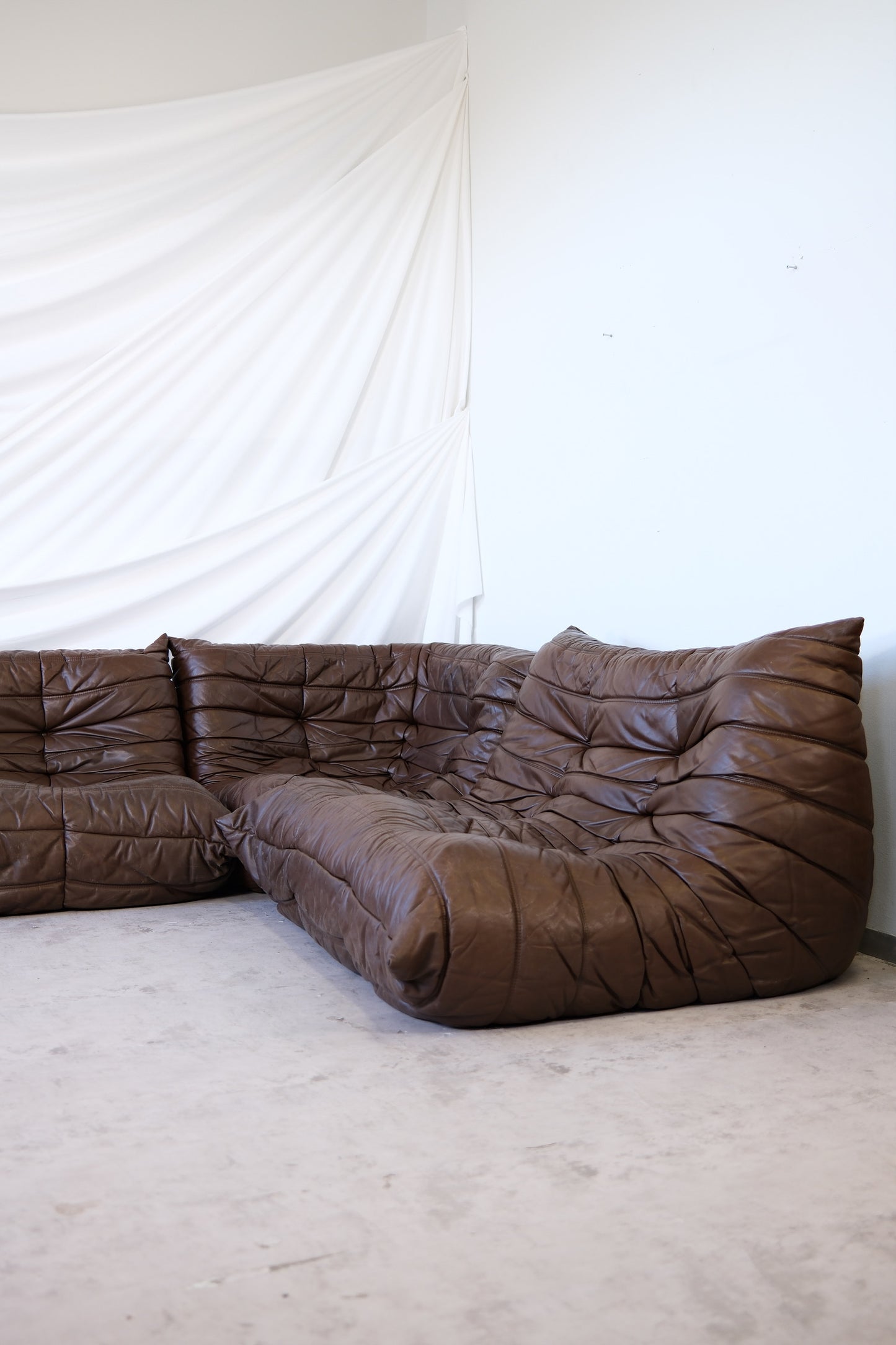 Ligne Roset Togo Sofa Set, Dark Brown Leather
