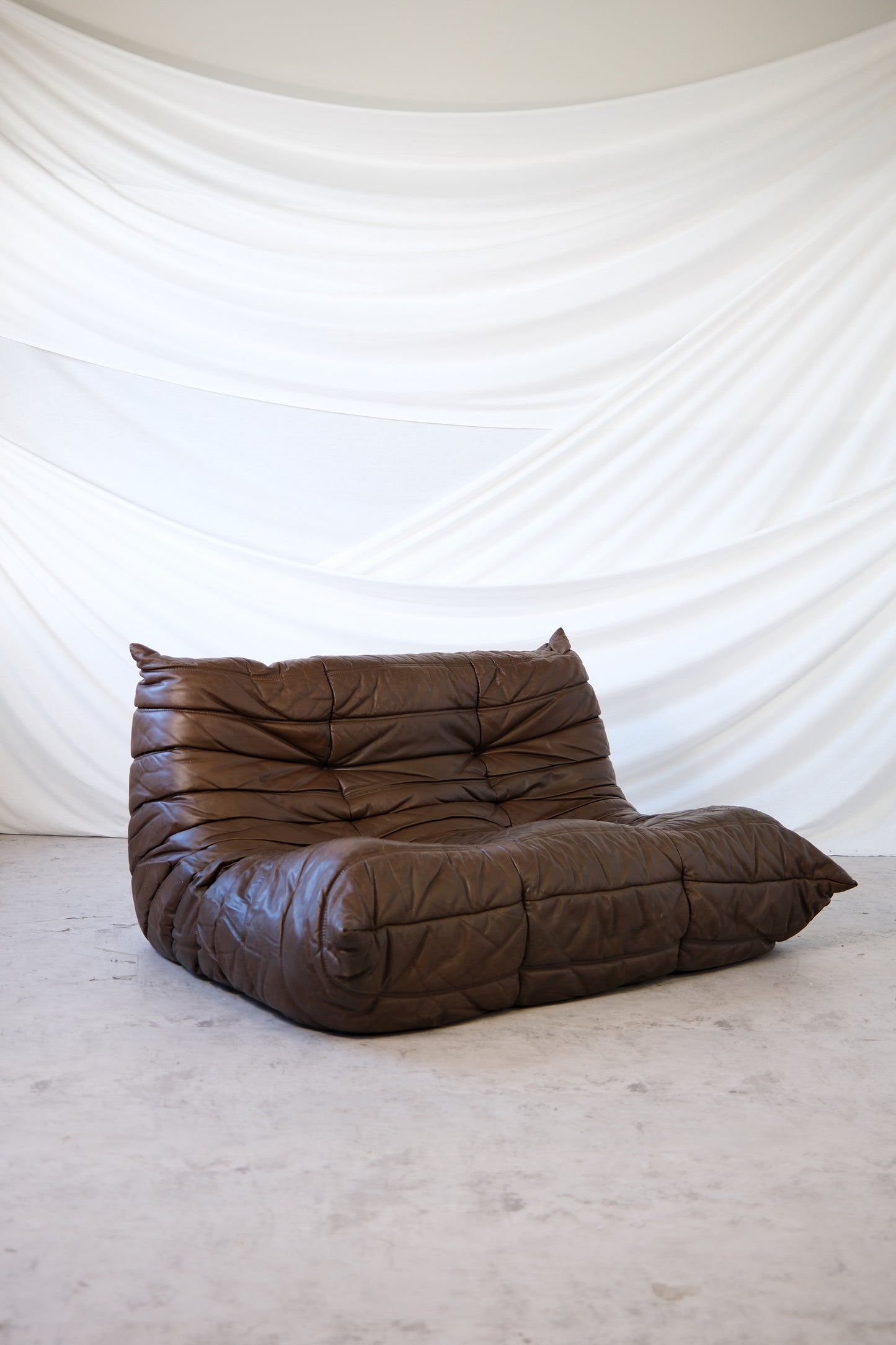 Ligne Roset Togo Sofa Set, Dark Brown Leather
