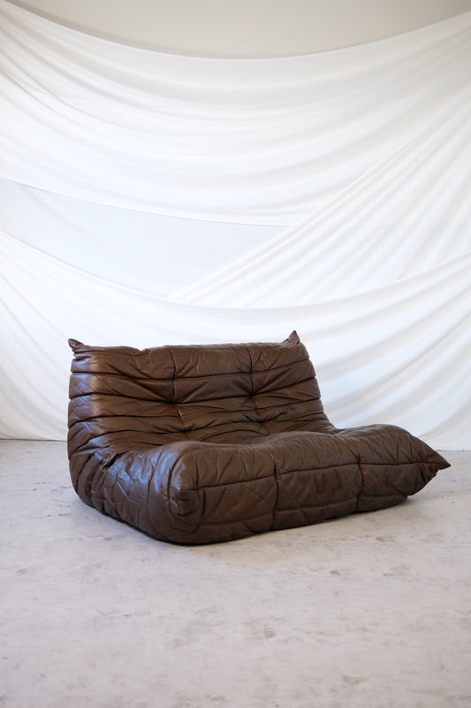 Ligne Roset Togo Sofa Set, Dark Brown Leather