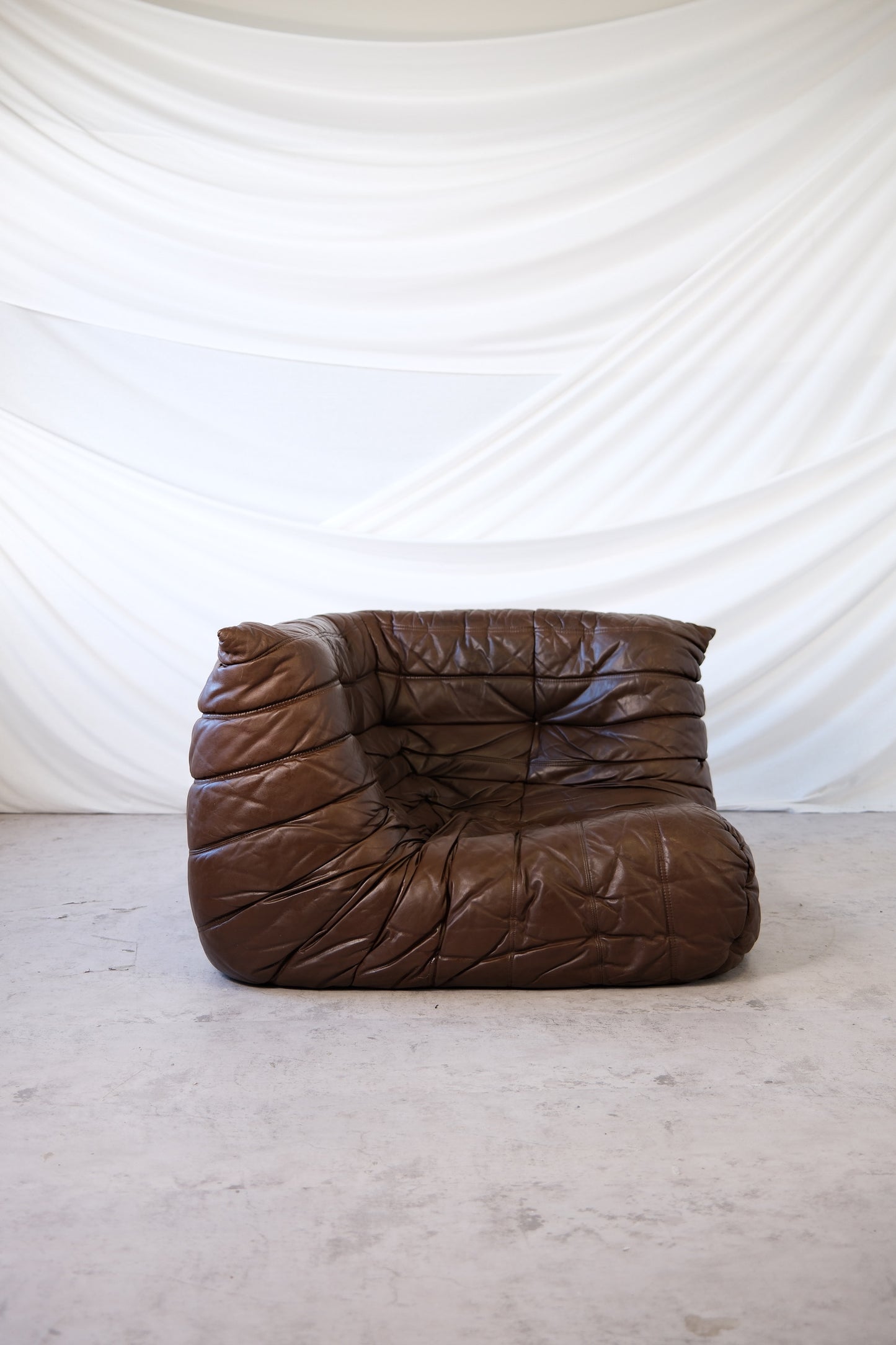 Ligne Roset Togo Sofa Set, Dark Brown Leather