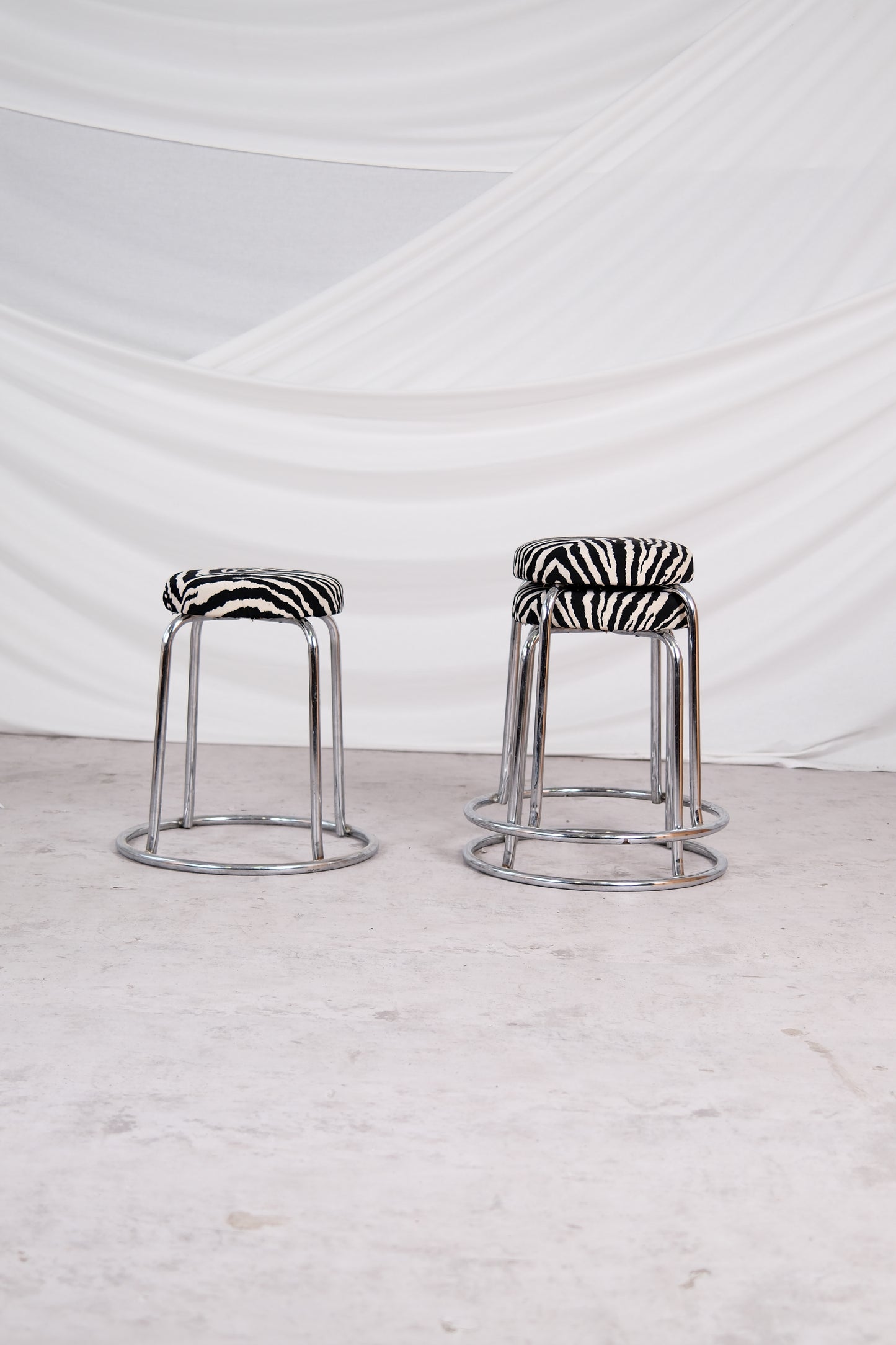 Vintage Zebra Chrome Stools
