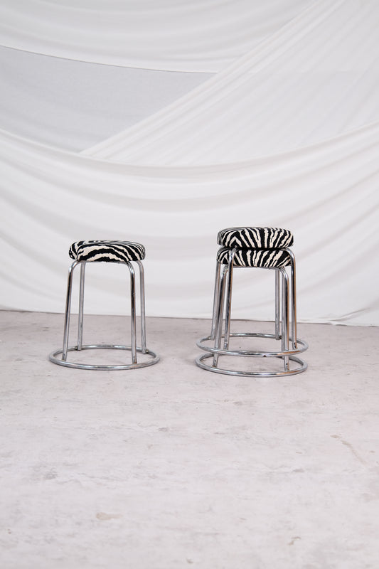 Vintage Zebra Chrome Stools