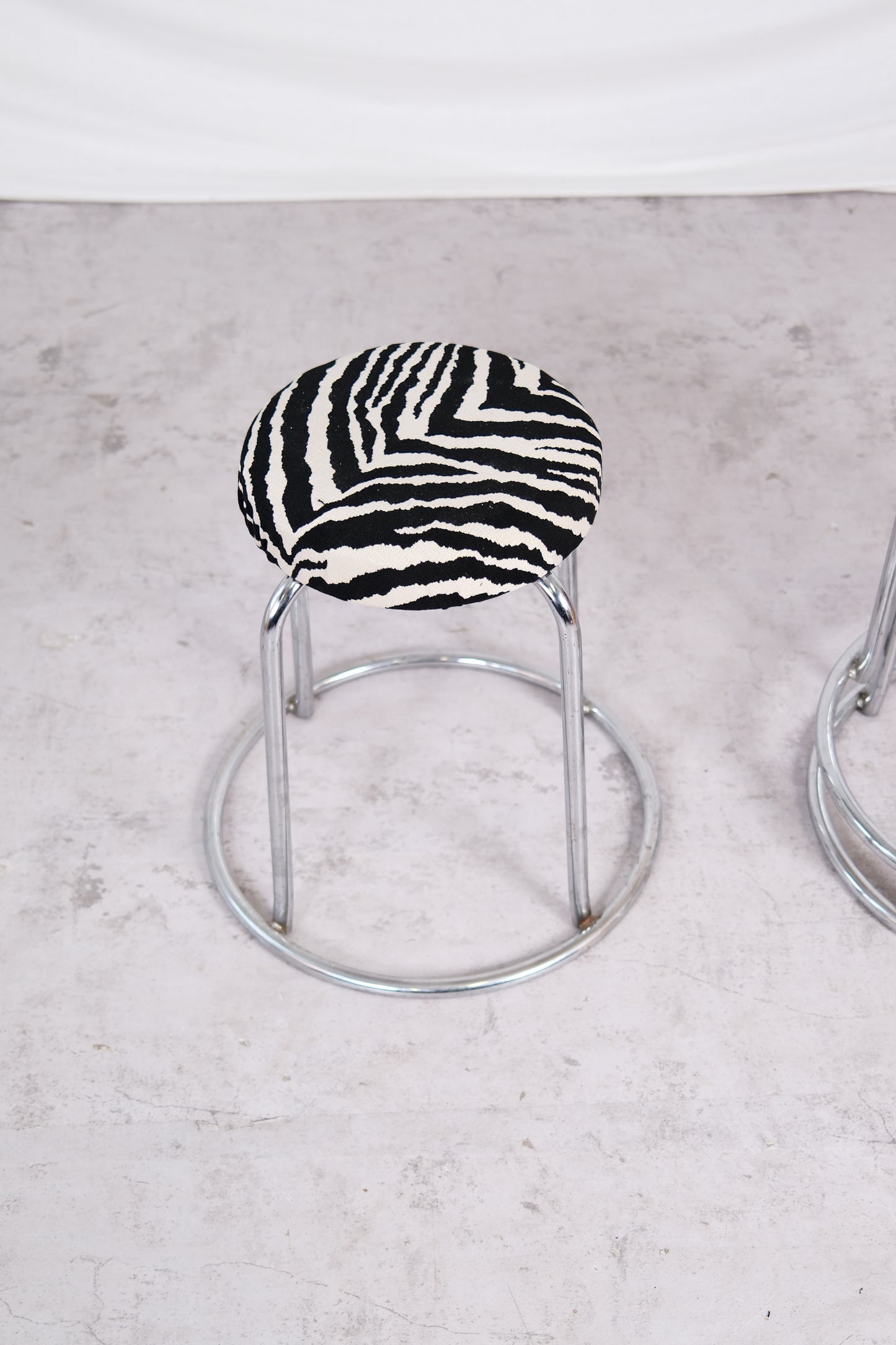 Vintage Zebra Chrome Stools