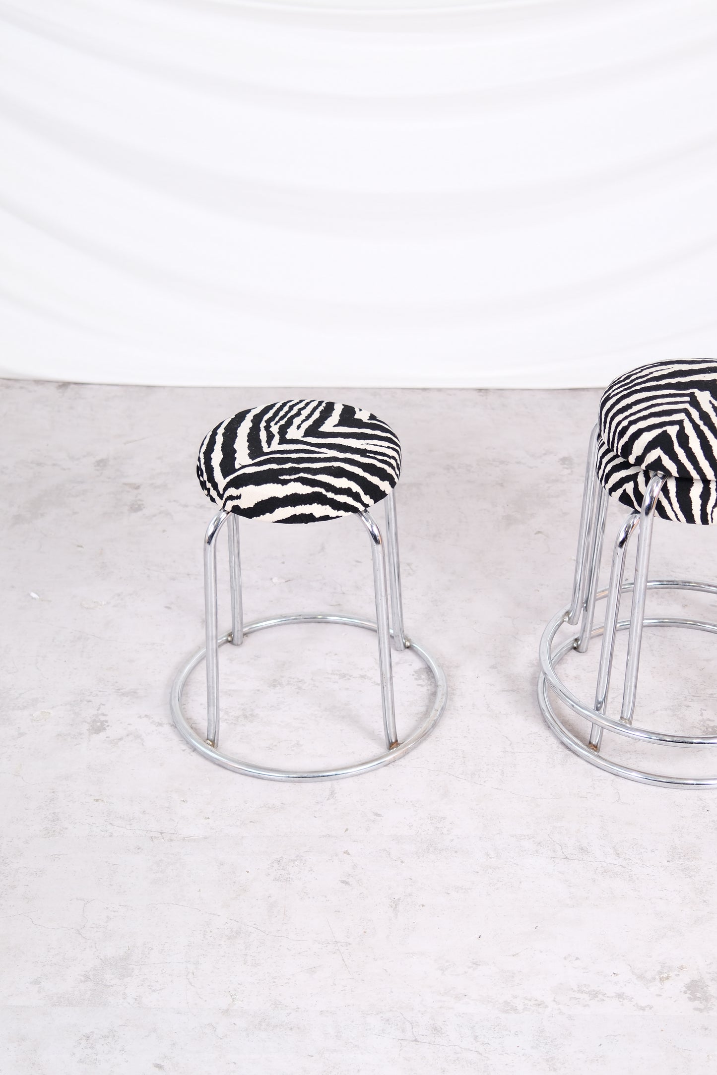 Vintage Zebra Chrome Stools