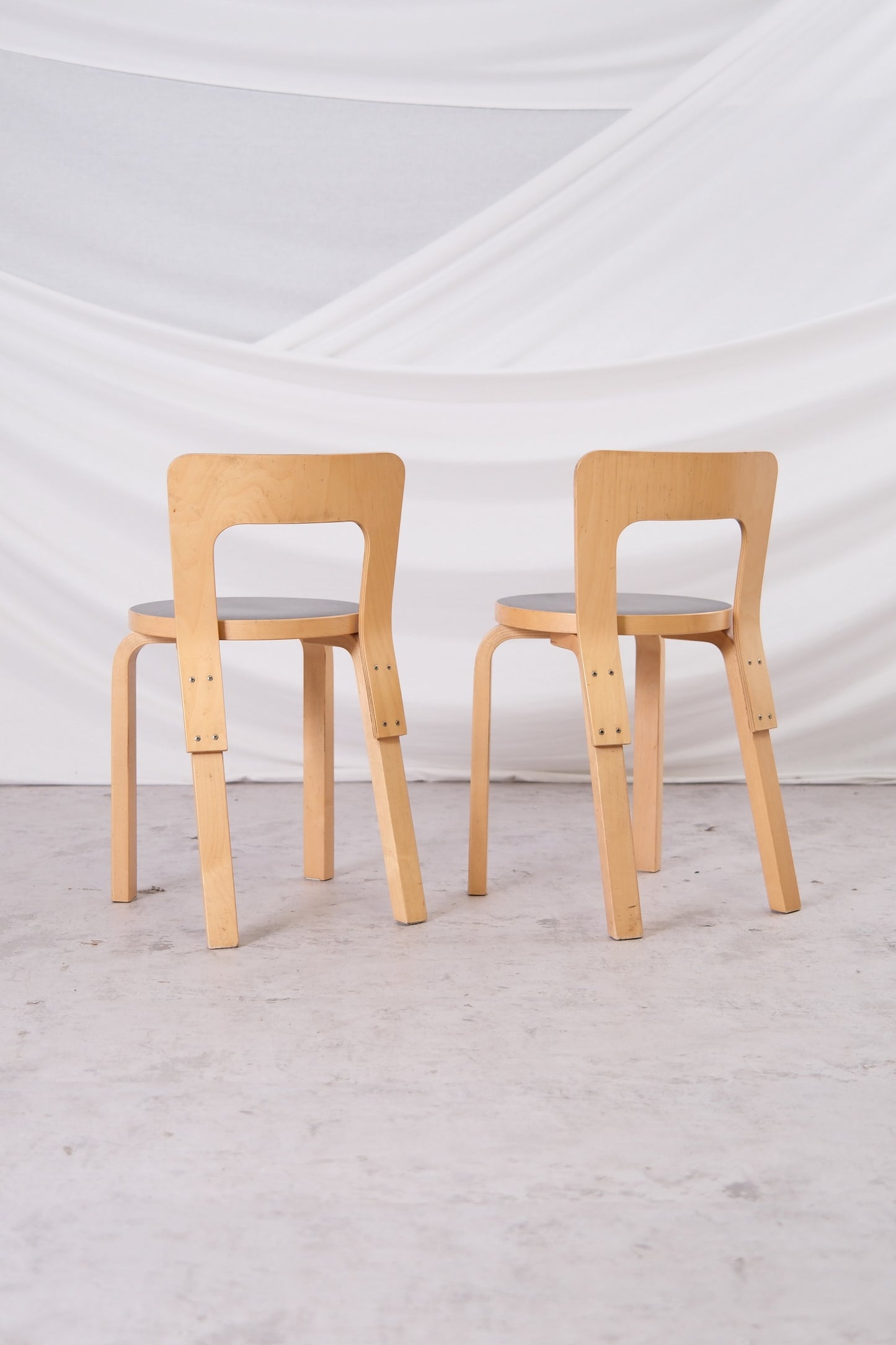 Artek 65 Chairs Black Linoleum