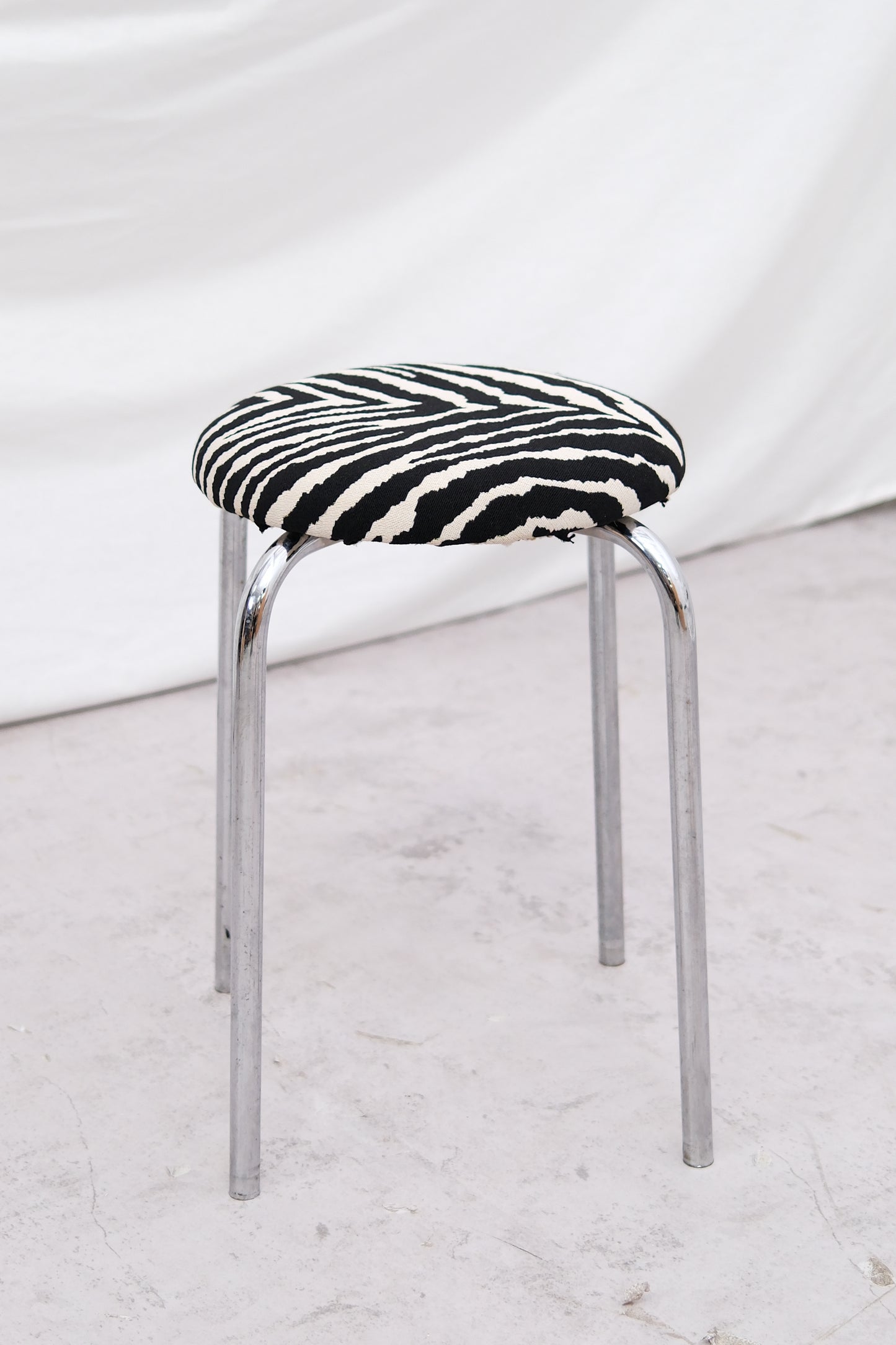 Vintage Chrome Zebra Stools