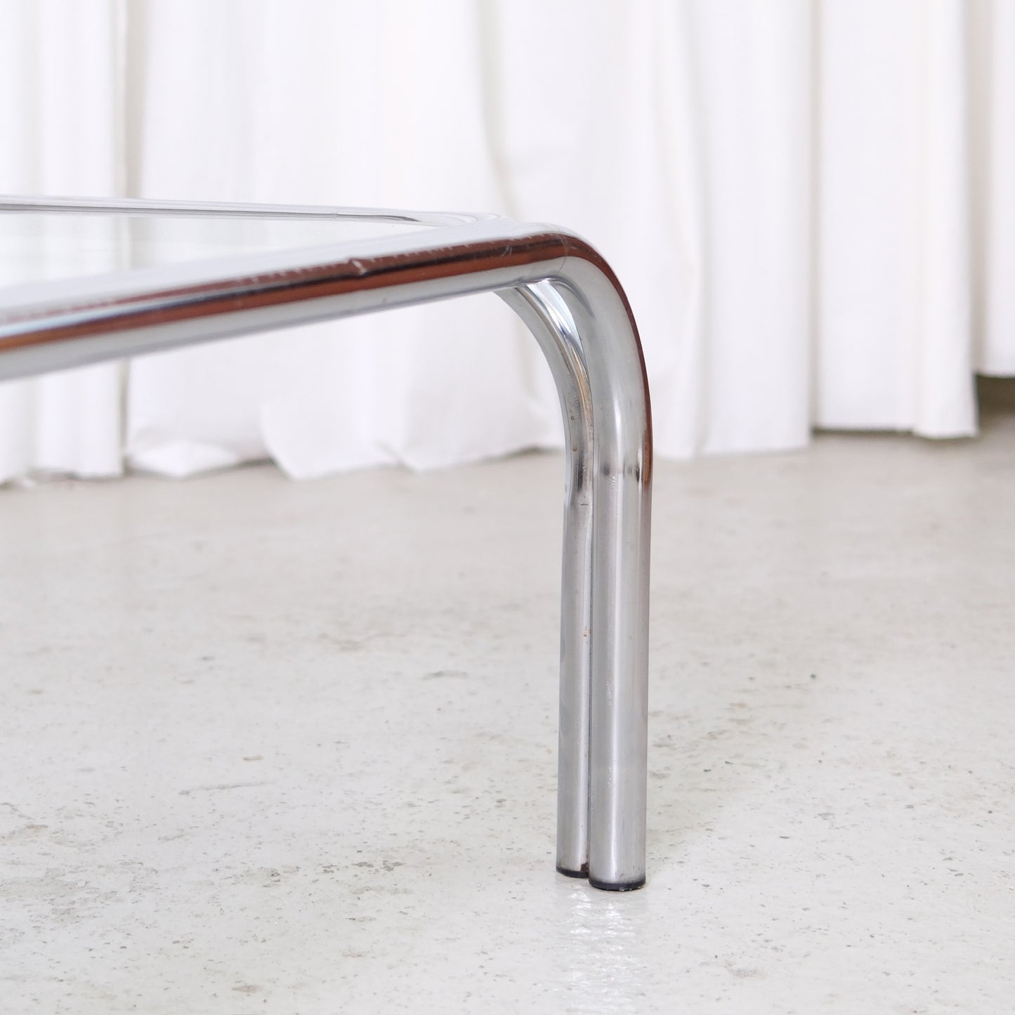 Vintage Italian Chrome and Glass Coffee Table
