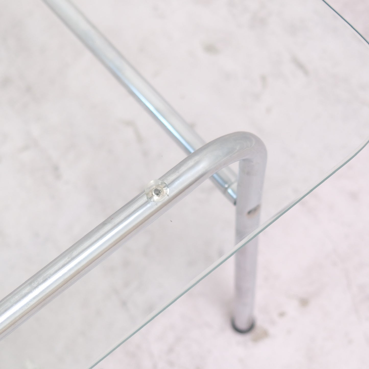 Vintage Glass Coffee Table with Chrome Frame 128 x 63 cm