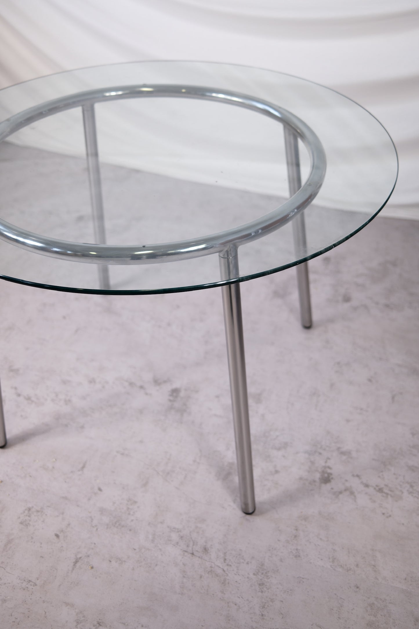 Vintage Glass Table with Chrome Legs