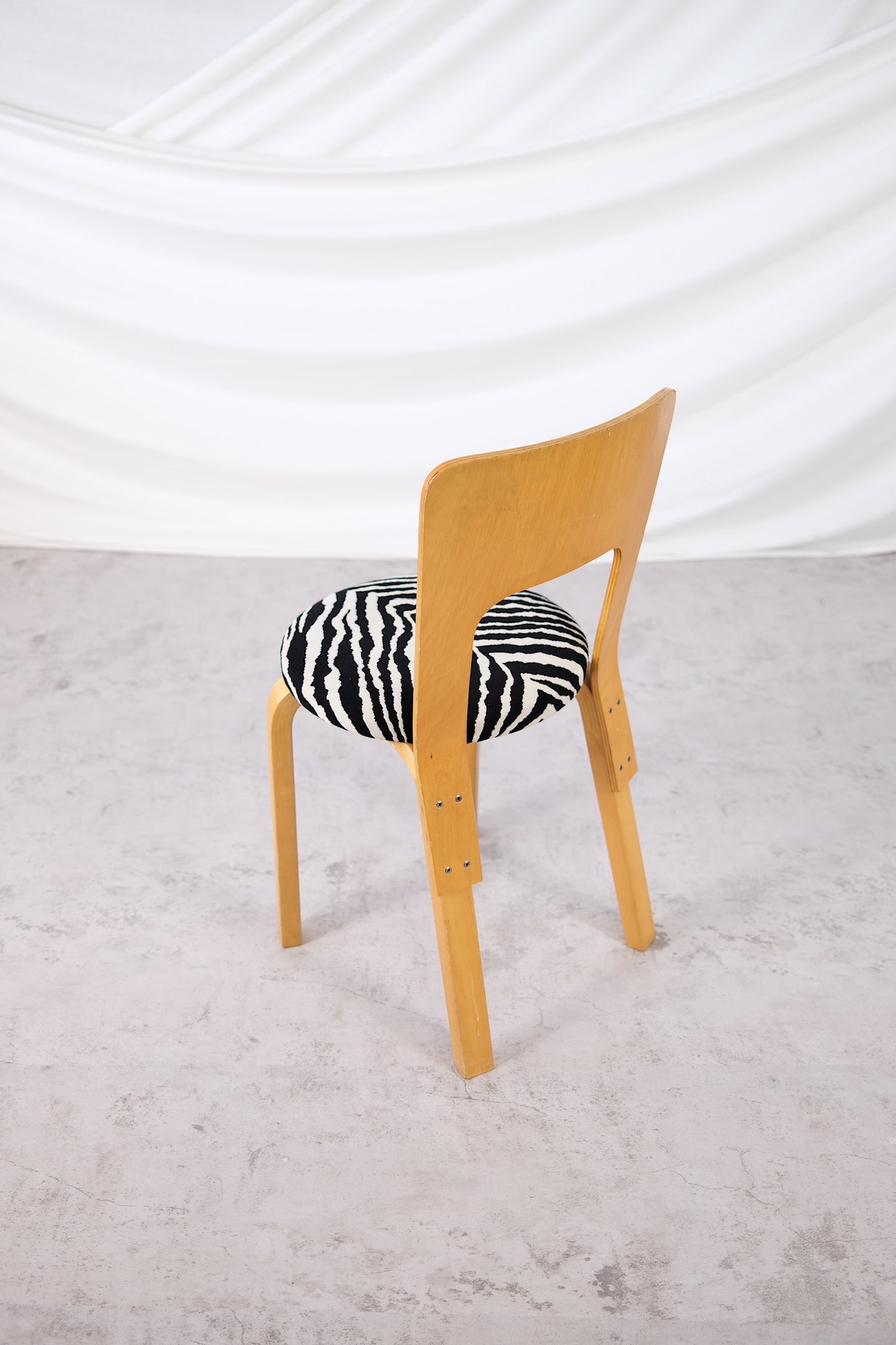 Artek 66 Chairs with Zebra Upholstery, by Alvar Aalto