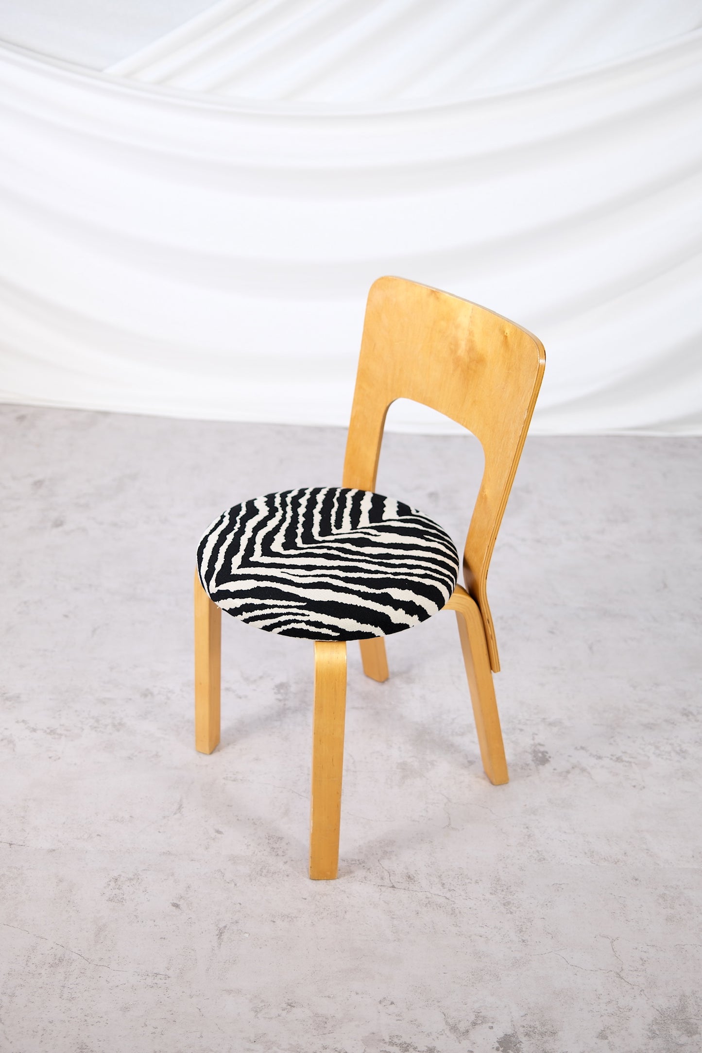 Artek 66 Chairs with Zebra Upholstery, by Alvar Aalto