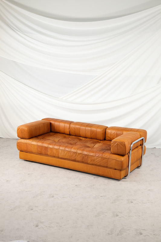 Rare Vintage De Sede Brown Leather Daybed Sofa Bed