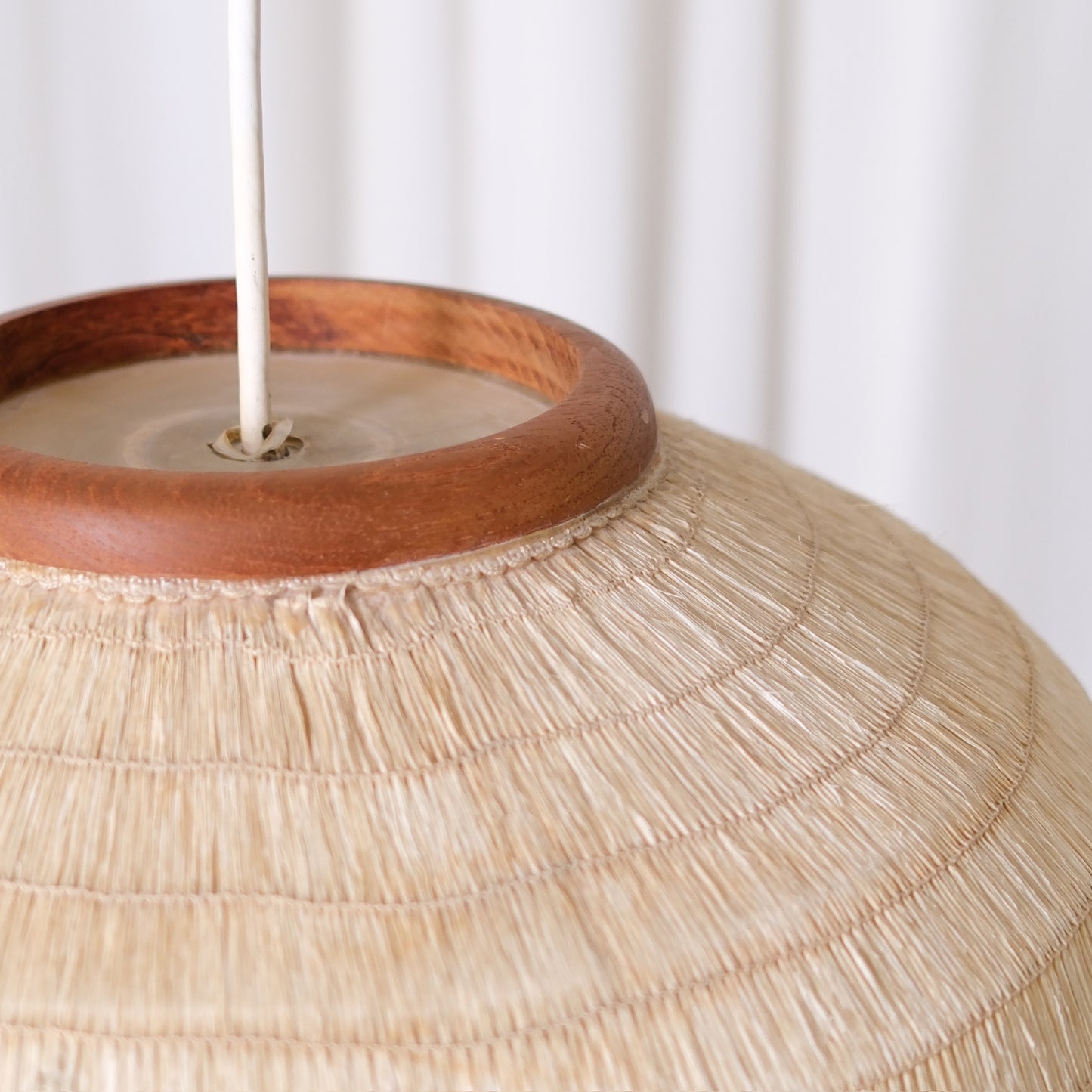 Vintage Scandinavian Teak and Paper Pendant Lamp