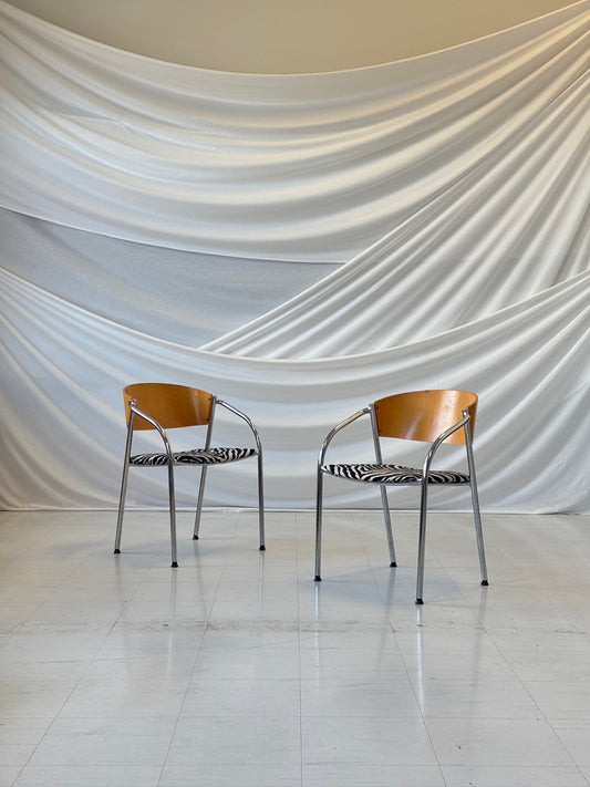 ヴィンテージ ゼブラ クローム チェア 2脚