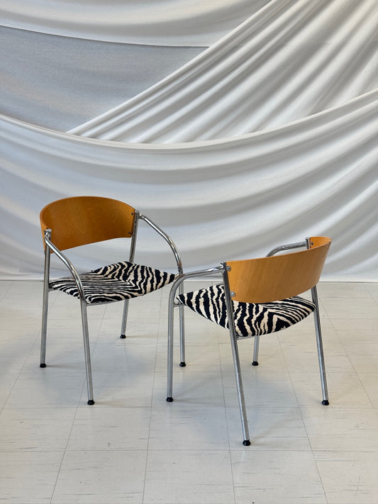 ヴィンテージ ゼブラ クローム チェア 2脚