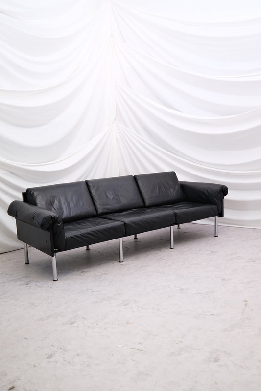 Yrjö Kukkapuro ‘Ateljee’ 3-Seater Sofa in Black Leather - Pino Interiors