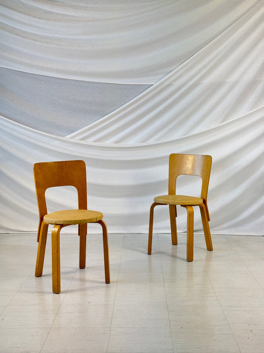 Artek Model 66 Chairs with Reed Upholstery – Alvar Aalto