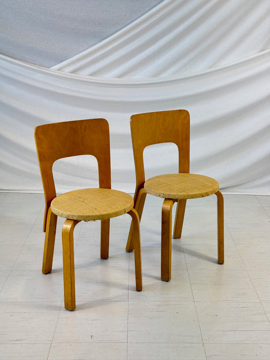 Artek Model 66 Chairs with Reed Upholstery – Alvar Aalto