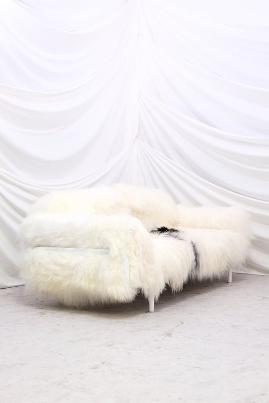 Vintage sheepskin 3-seater sofa