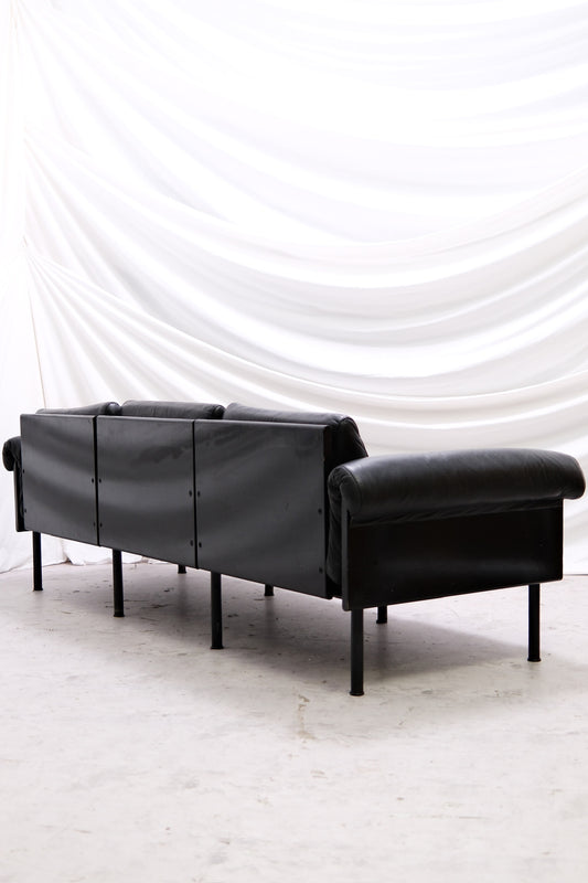 Yrjö Kukkapuro Ateljee 3-Seater Sofa, Black Leather, Haimi