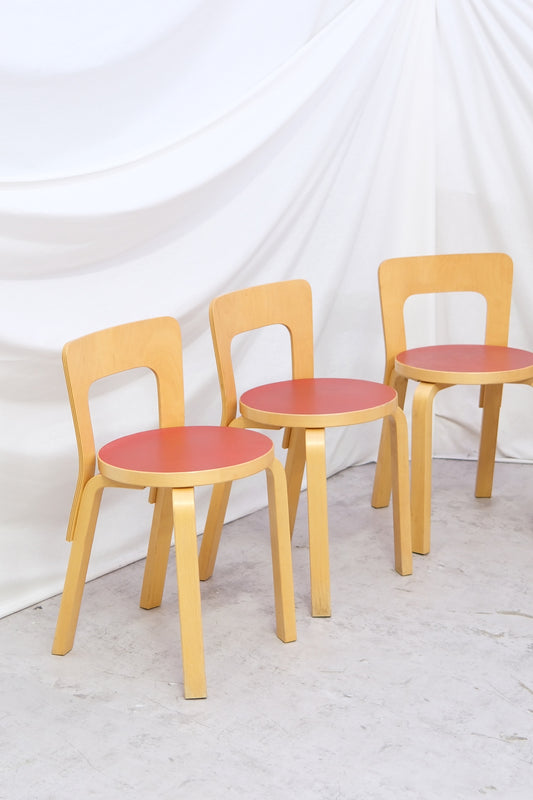 Alvar Aalto Artek 65 Chairs - Red Linoleum
