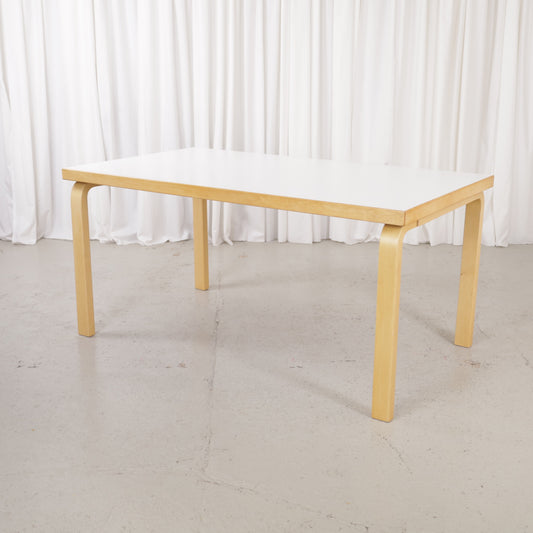 Alvar Aalto 82A table for Artek with white top and birch legs — full table view