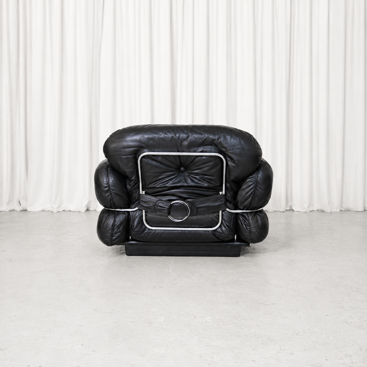 Isku Hannibal Black Leather Armchair by Kurt Hvitsjö