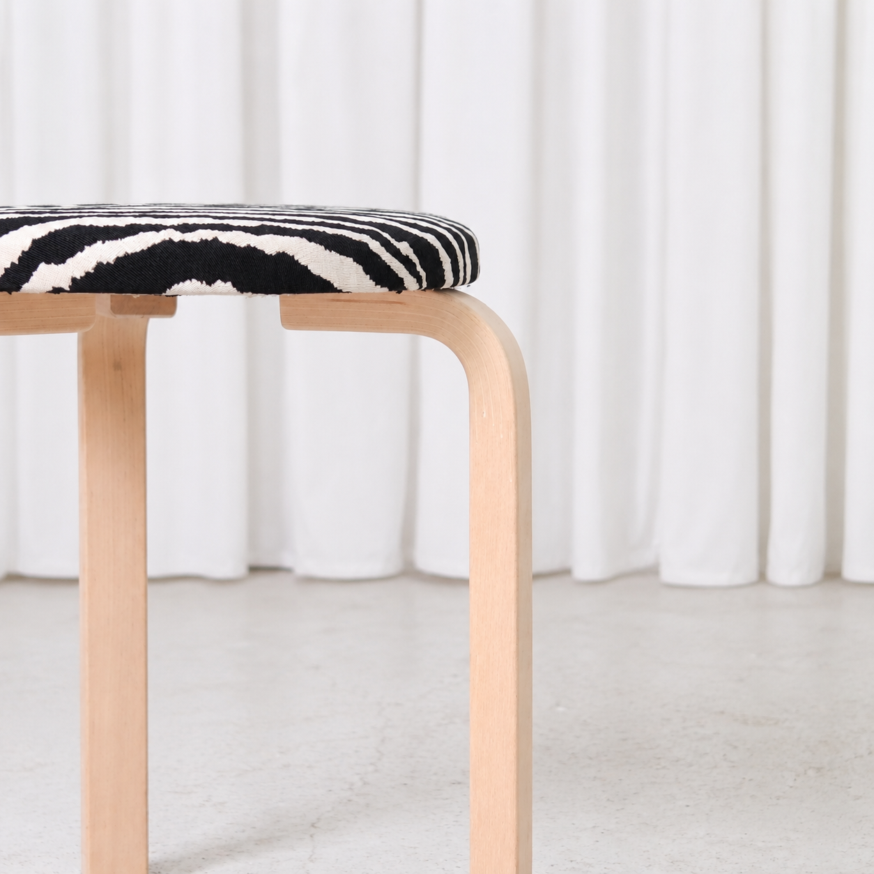 Artek Stool 60 with Zebra Upholstery